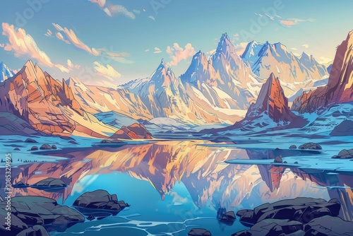 Mountain Range Reflected in Tranquil Lake