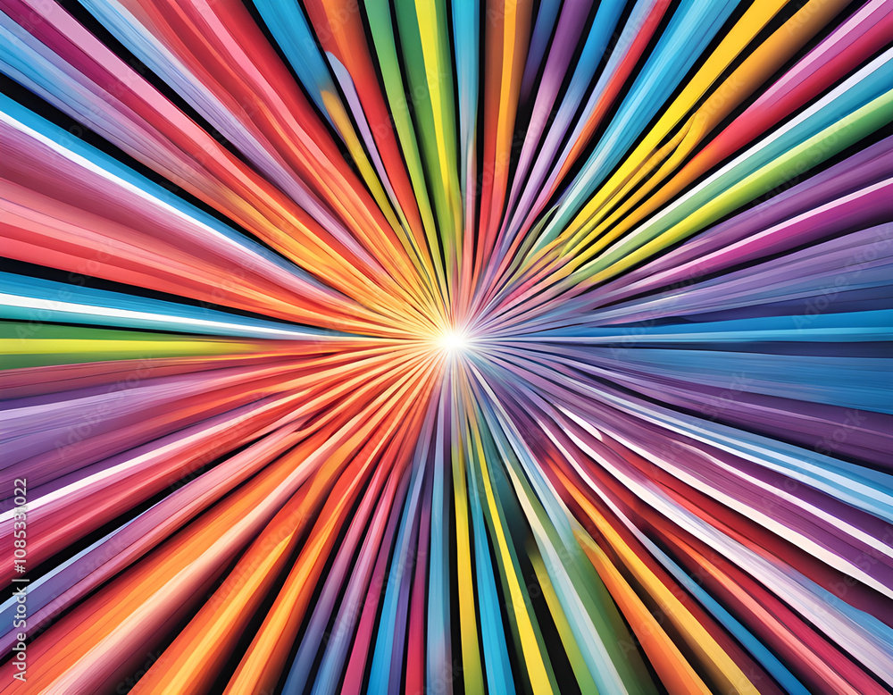 A beautiful radiating rainbow colored light background