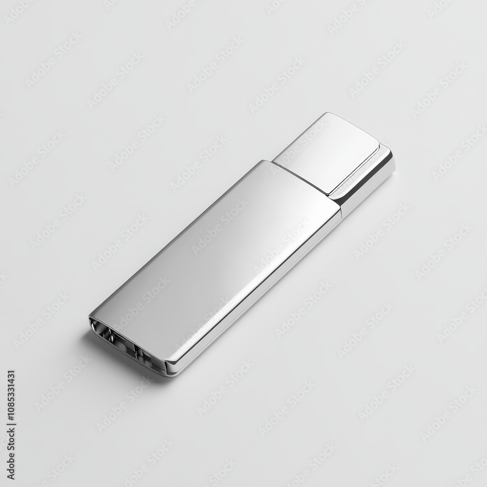 Silver USB Flash Drive: A sleek, minimalist silver USB flash drive, isolated on a clean background, ready to store your digital memories, data, and files. Silver USB Flash Drive: A sleek, minimalist silver USB flash drive, isolated on a clean background, ready to store your digital memories, data, and files.