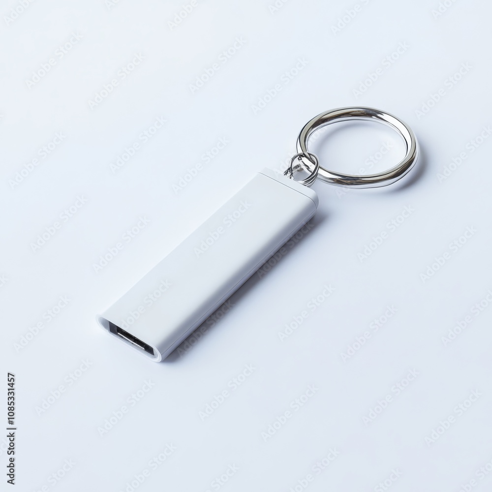 White USB Keychain Mockup White USB Keychain Mockup