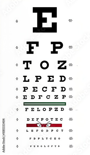 Snellen eye chart for vision testing. Author Artist Nadia Russ.