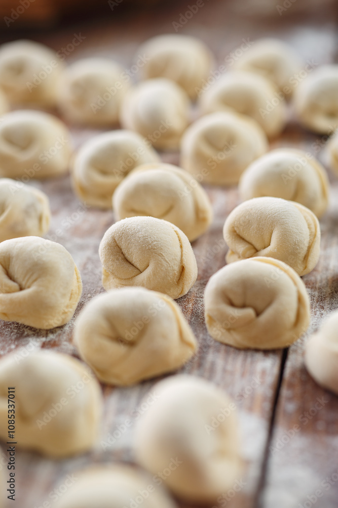 Fresh and juicy dumplings with filling Fresh and juicy dumplings with filling