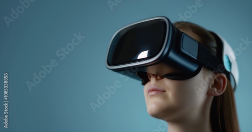 Woman Using Virtual Reality Headset in Futuristic Chair. AI generated