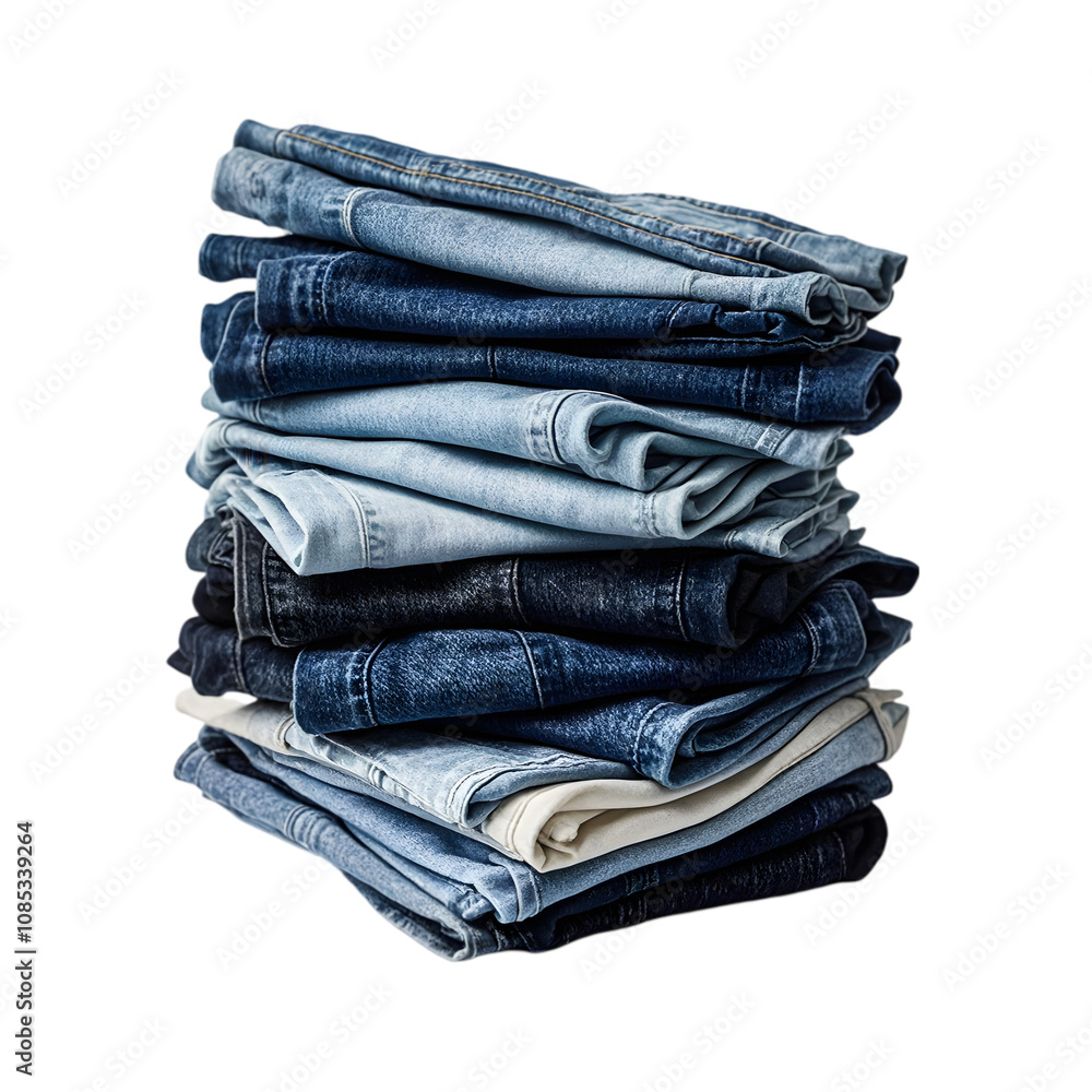 A pile of jeans on transparent background A pile of jeans on transparent background