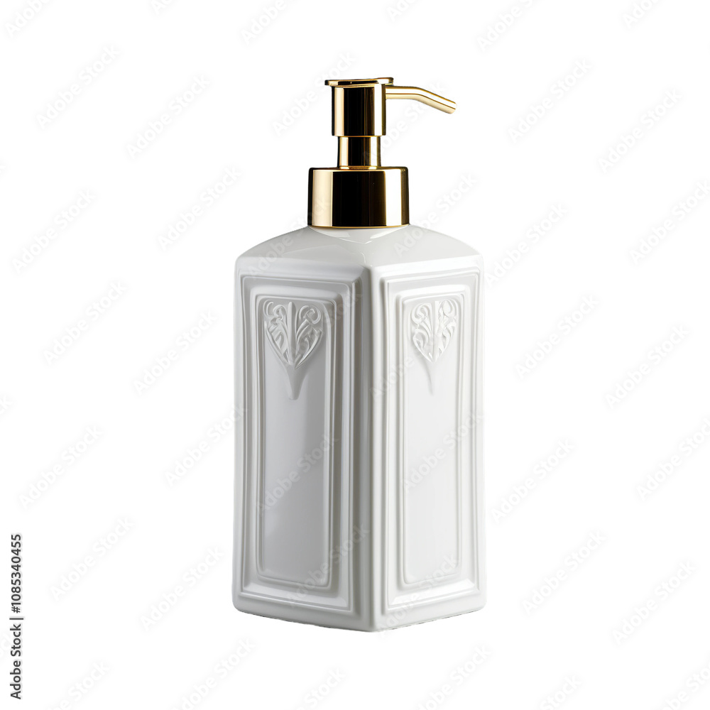 Obraz premium plastic white soap dispenser isolated on white 
