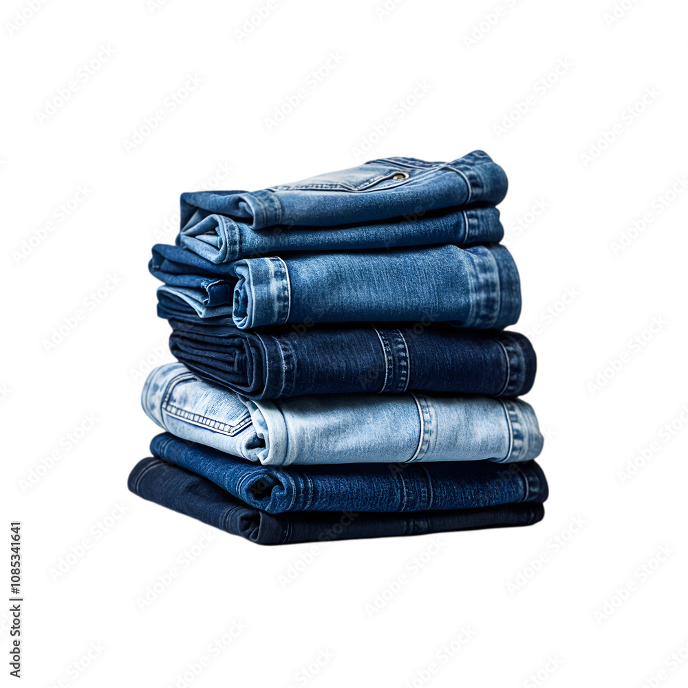 A pile of jeans on transparent background A pile of jeans on transparent background
