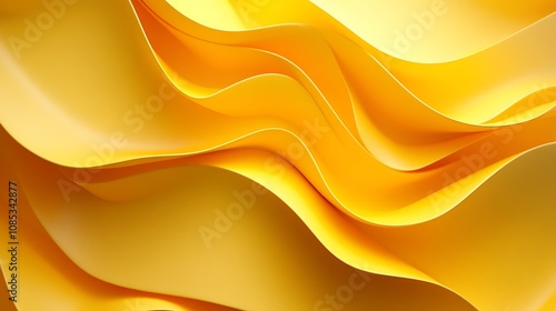 3D render of a yellow abstract background wave, Abstract background 3d wave