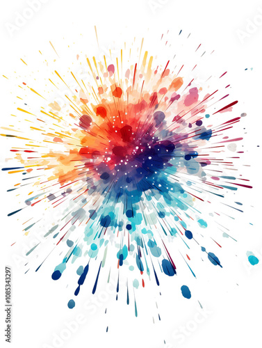 colorful fireworks isolated on white background
