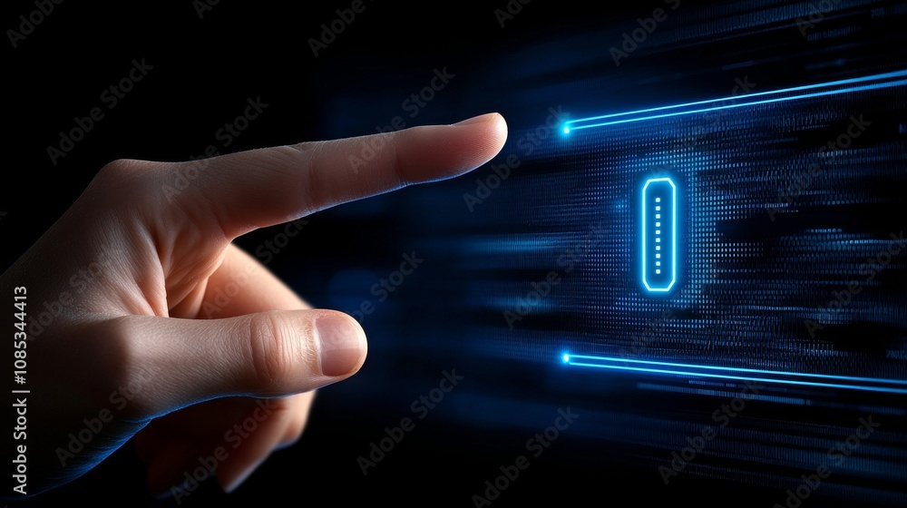 Fingertip Accessing Digital Password in a Futuristic Environment Close-Up of Technology Concept Cyber Security Focus Fingertip Accessing Digital Password in a Futuristic Environment Close-Up of Technology Concept Cyber Security Focus