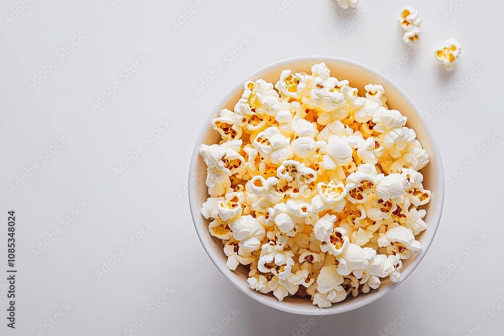 A bowl of delicious movie popcorn isolated on white background A bowl of delicious movie popcorn isolated on white background