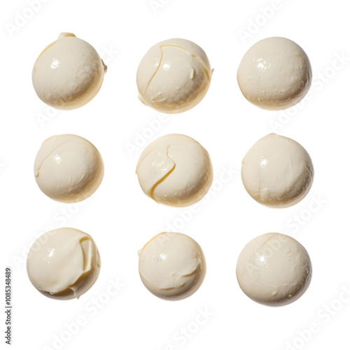 Healthy Raw Organic Mozzarella Pearls on transparent background
