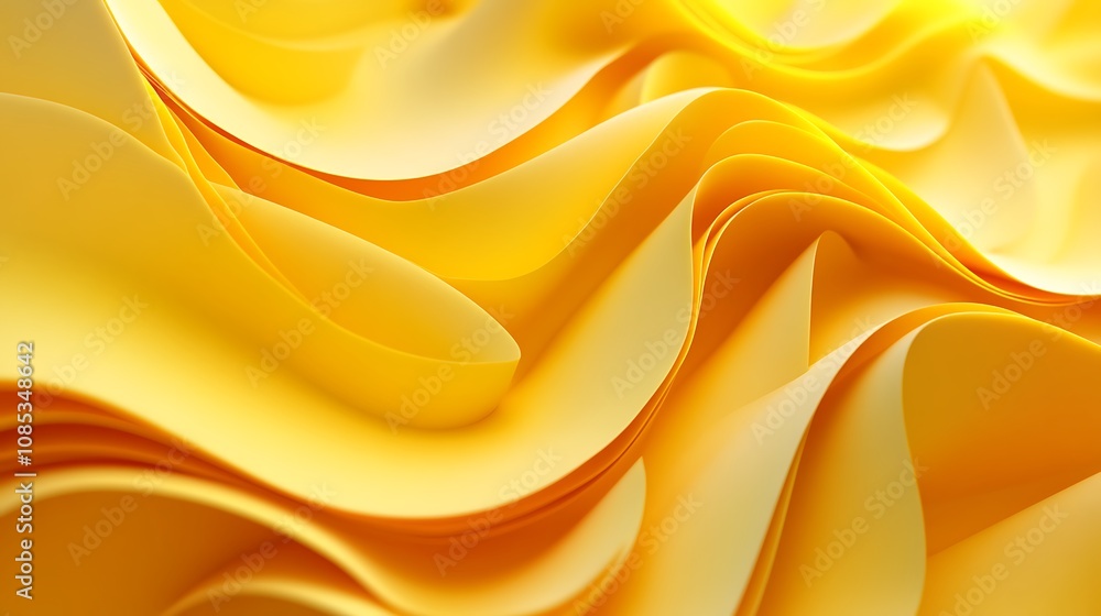 3D render of a yellow abstract background wave, Abstract background 3d wave 3D render of a yellow abstract background wave, Abstract background 3d wave