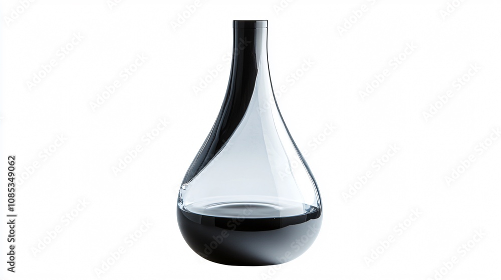 Elegant Black and Clear Glass Vase - Modern Home Decor Centerpiece Elegant Black and Clear Glass Vase - Modern Home Decor Centerpiece
