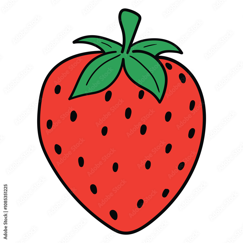 Hand drawn cartoon strawberry on white background. Hand drawn cartoon strawberry on white background.