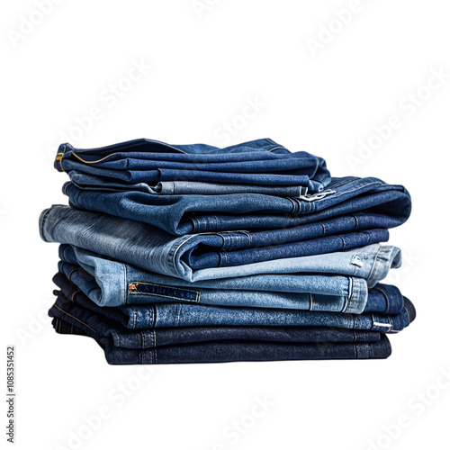 A pile of jeans on transparent background