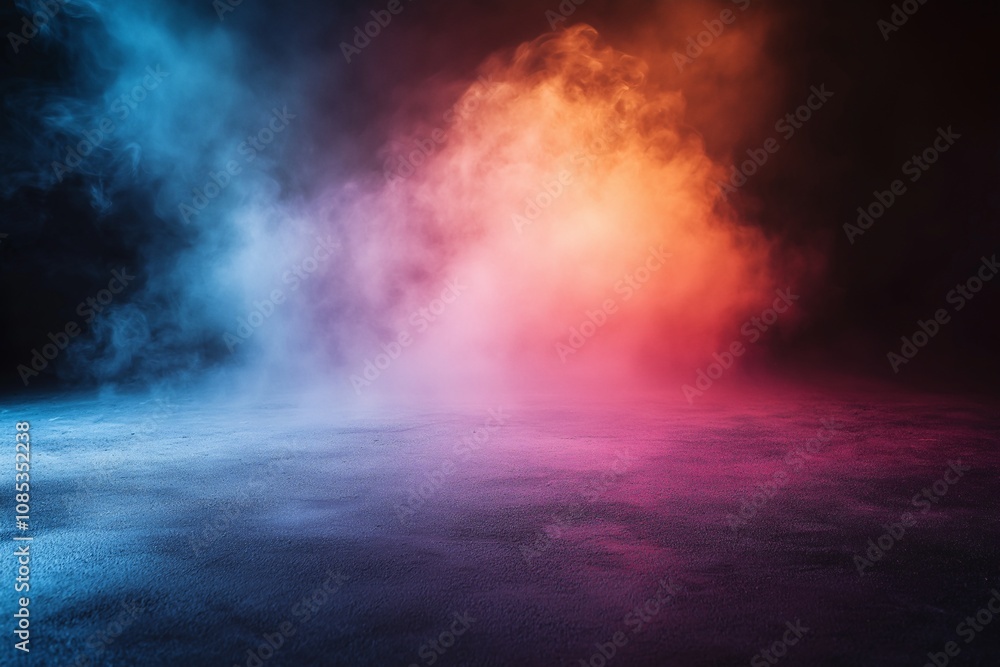 Moody studio shot with vibrant blue and orange smoke creating a dramatic and colorful atmosphere. Perfect for album art, posters, or any creative project needing a unique backdrop. Moody studio shot with vibrant blue and orange smoke creating a dramatic and colorful atmosphere. Perfect for album art, posters, or any creative project needing a unique backdrop.