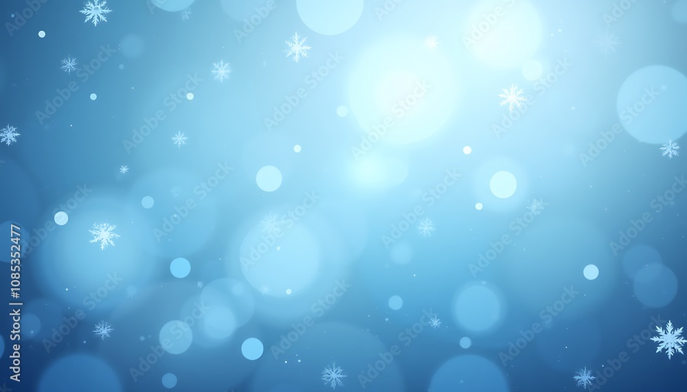 Blue winter bokeh with snowflakes Blue winter bokeh with snowflakes