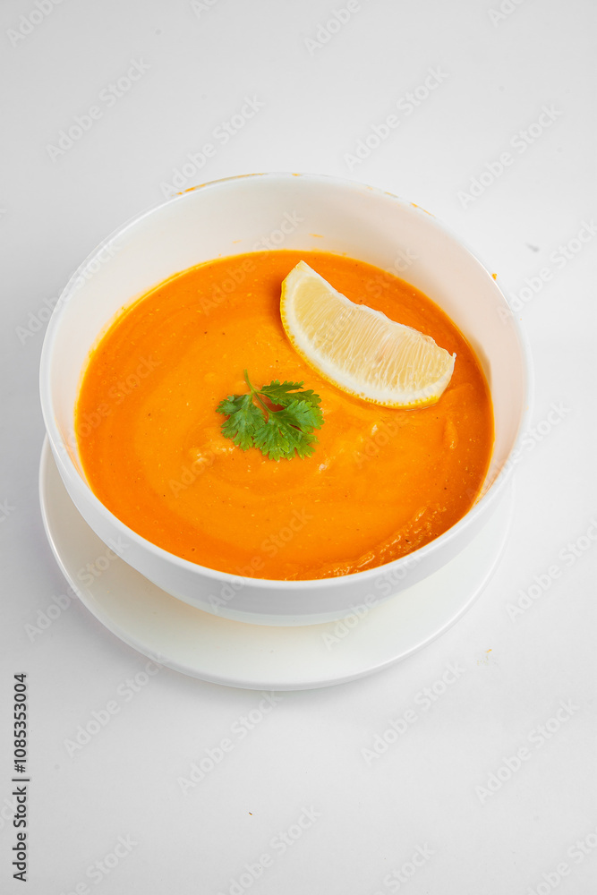 Delicious and fresh soup with dressing Delicious and fresh soup with dressing