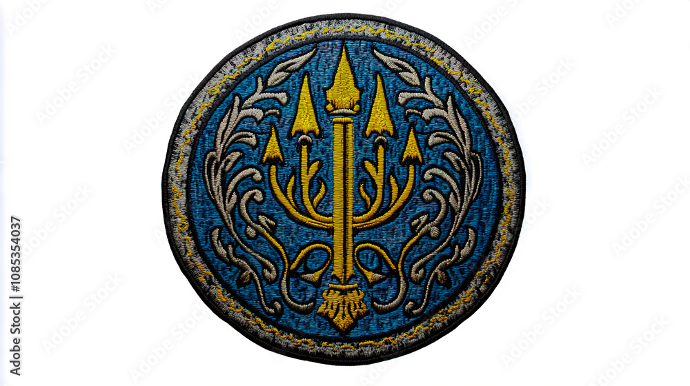 Fototapeta premium A circular patch design featuring the Ukrainian coat of arms, with intricate detailing suitable for embroidery.