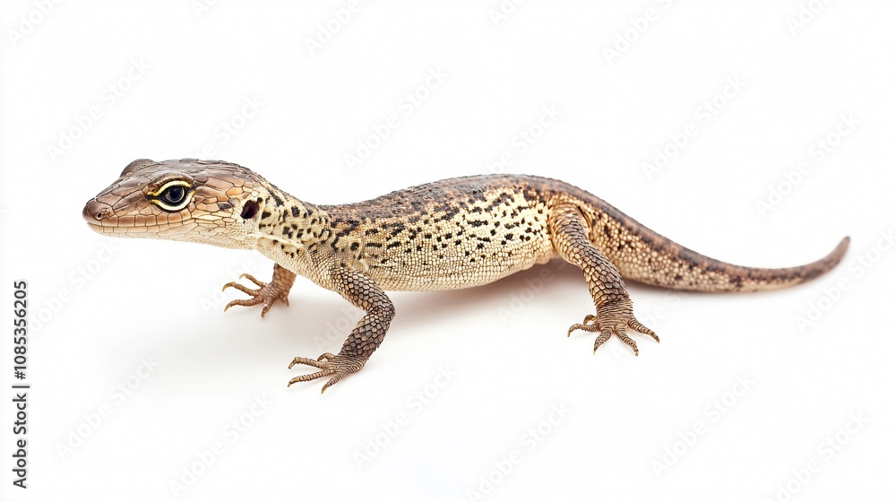 Striking Close-Up of a Lizard: Exquisite Detail of Scales, Skin, and Gaze on White Background Striking Close-Up of a Lizard: Exquisite Detail of Scales, Skin, and Gaze on White Background
