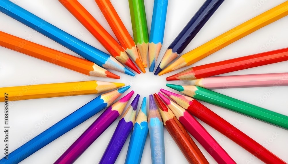 Colorful Pencils Arranged in a Circle Colorful Pencils Arranged in a Circle