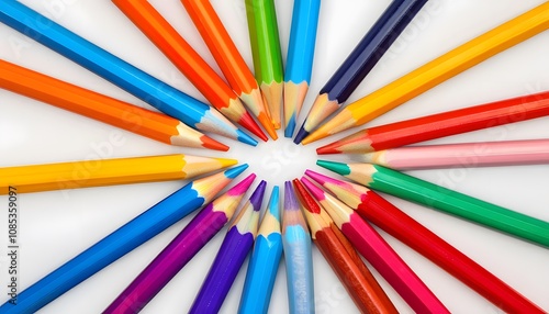 Colorful Pencils Arranged in a Circle