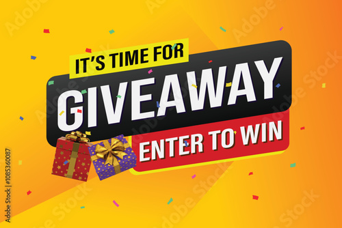 giveaway enter and win word vector gift box surprise style for social media landing page, template, ui, web, mobile app, poster, banner, flyer, background, gift card, coupon, label, wallpaper

