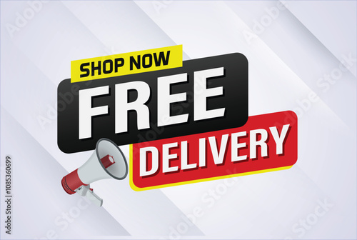 free delivery poster banner graphic design icon logo sign symbol social media website coupon sale

