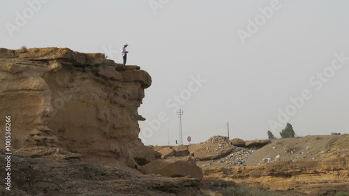 Rock formations in a desert environment, ideal for themes of geology and rugged natural landscapes. photo