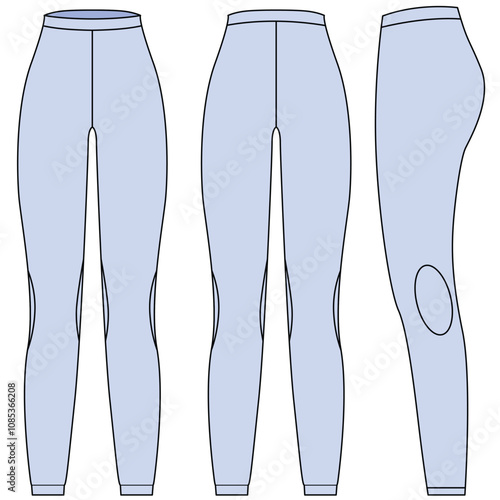 Female yoga pants leggings vector illustration. Trouser mock up editable	
