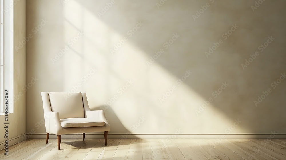 Empty room with chair and wall Empty room with chair and wall