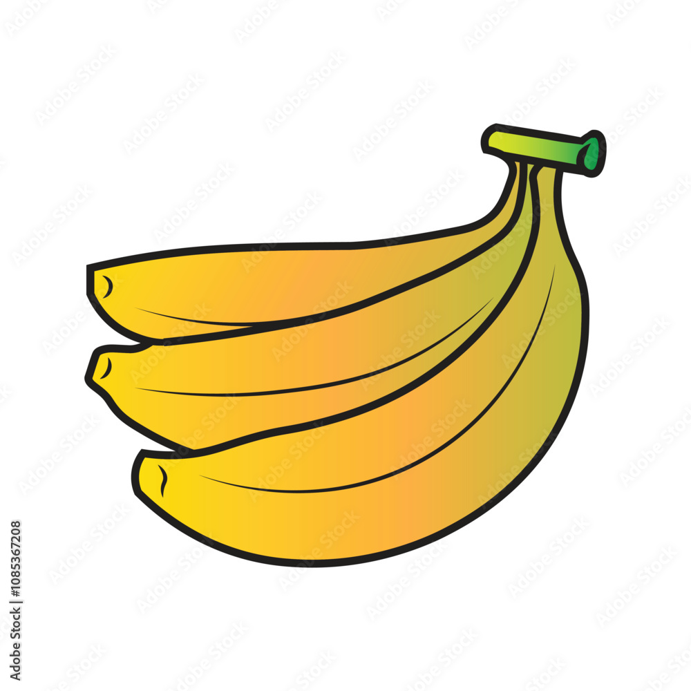 Banana vector illustration, outline, silhouette Banana vector illustration, outline, silhouette