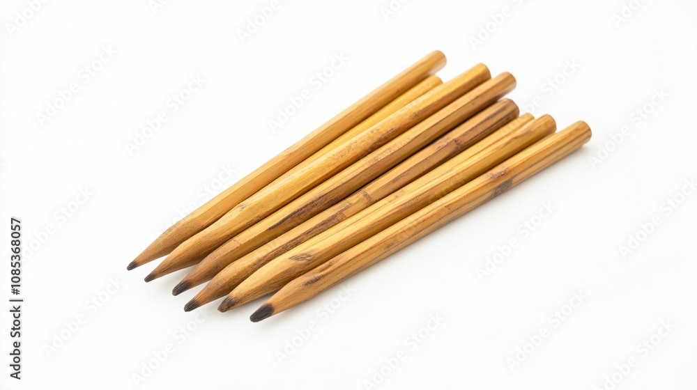 Rustic Bamboo Sticks on White: Natural Materials for Handicrafts and Art Rustic Bamboo Sticks on White: Natural Materials for Handicrafts and Art