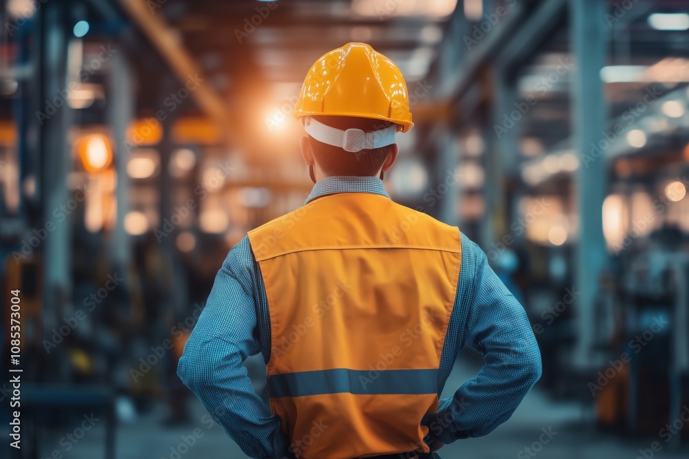 a working engineer working at a factory in a protective uniform, protective glasses. the concept of security a working engineer working at a factory in a protective uniform, protective glasses. the concept of security
