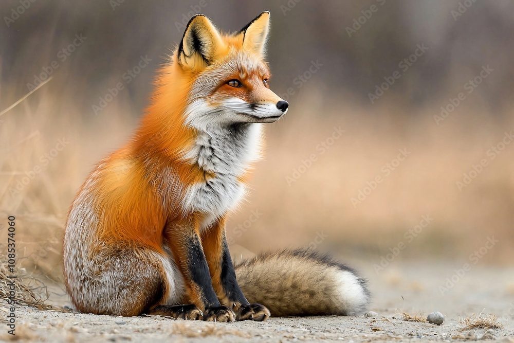 Elegant Red Fox Posing Gracefully in Its Natural Habitat Elegant Red Fox Posing Gracefully in Its Natural Habitat