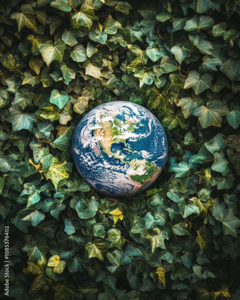 Earth surrounded by green ivy Earth surrounded by green ivy