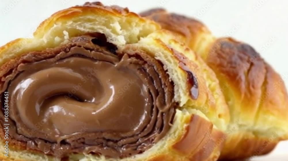 croissant filled with chocolate isolated on white background croissant filled with chocolate isolated on white background