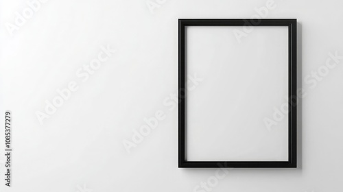 A simple black frame hangs on a white wall, offering a clean and minimalist aesthetic. Perfect for showcasing artwork or photography.