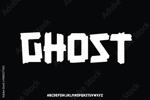 Unique decorative ghost alphabet display font vector illustration