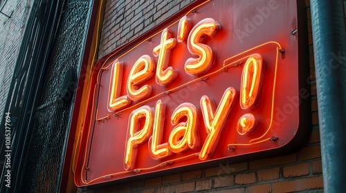 Wallpaper Mural A neon sign saying "Let's Play!" Torontodigital.ca