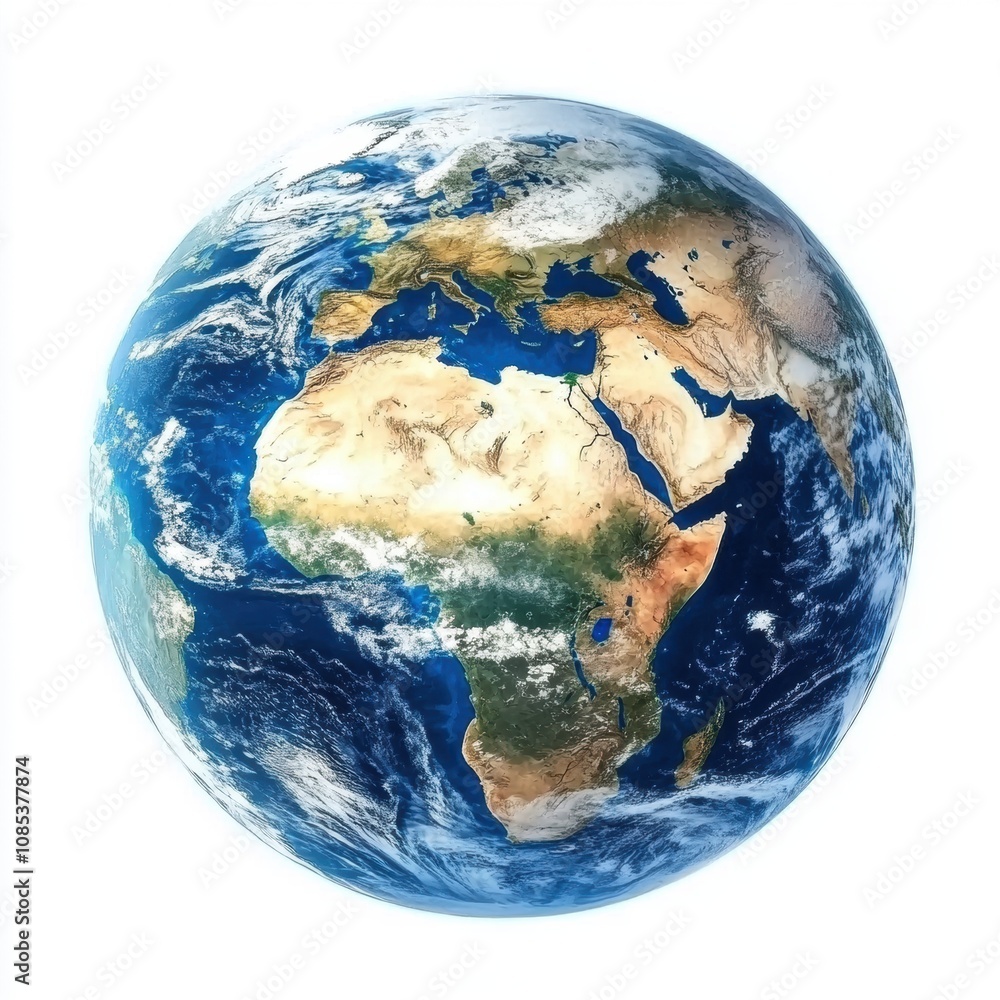 Fototapeta premium Stunning Earth Globe Representation Illustrating Iconic Continents and Oceans with Detail, Highlighting Natural Beauty and Geographical Features from Space View