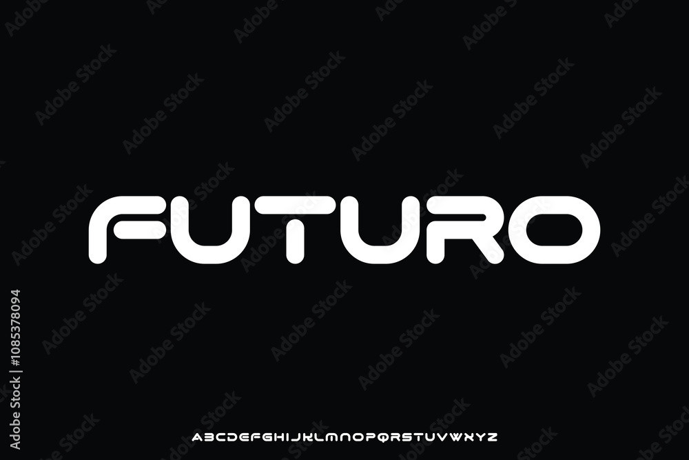 Fototapeta premium Modern futuristic rounded sans serif alphabet display font vector