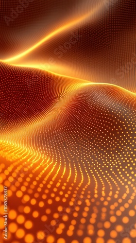 Abstract waves of orange and yellow dots creating a dynamic pattern.