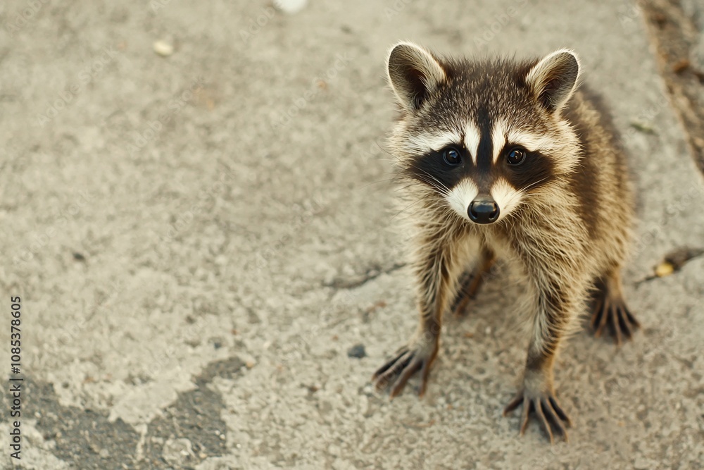 Fototapeta premium Curious Raccoon: Nature's Mischievous Explorer