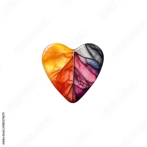 Heart shaped leaves in vibrant colors create stunning design  Isolated on transparent background photo