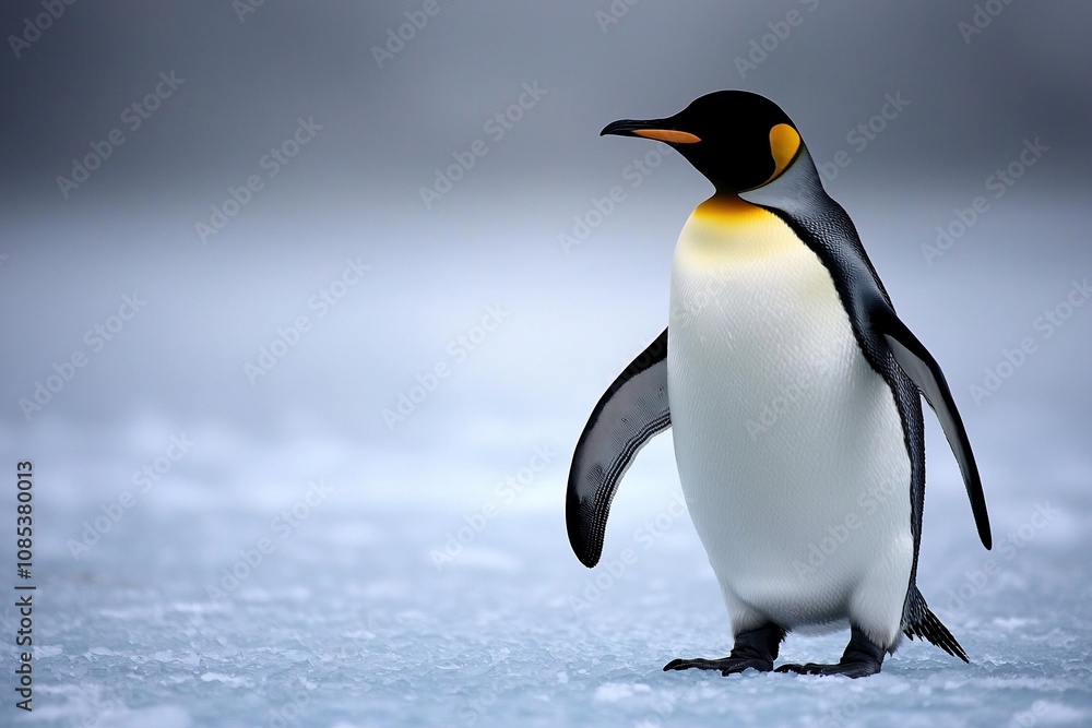 Fototapeta premium Majestic Emperor Penguin on Icy Terrain