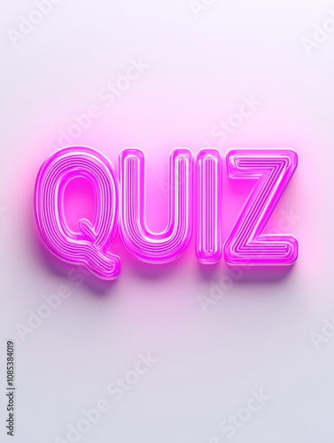 Neon Pink Quiz Sign:  A bold, vibrant pink neon sign spells out 