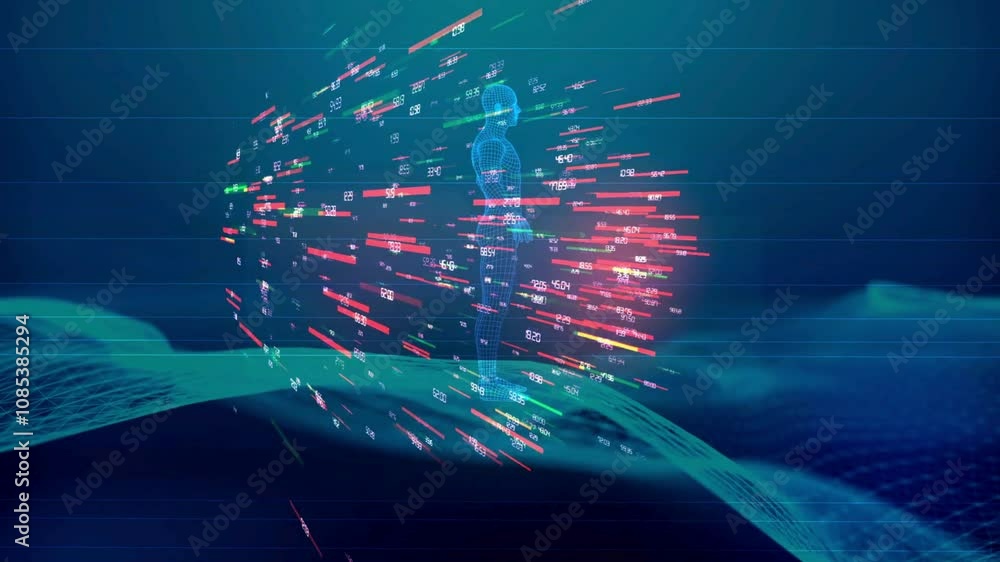 futuristic ai algorithm and machine learning process... High-tech AI simulation in futuristic digital motion, ideal for modern ...