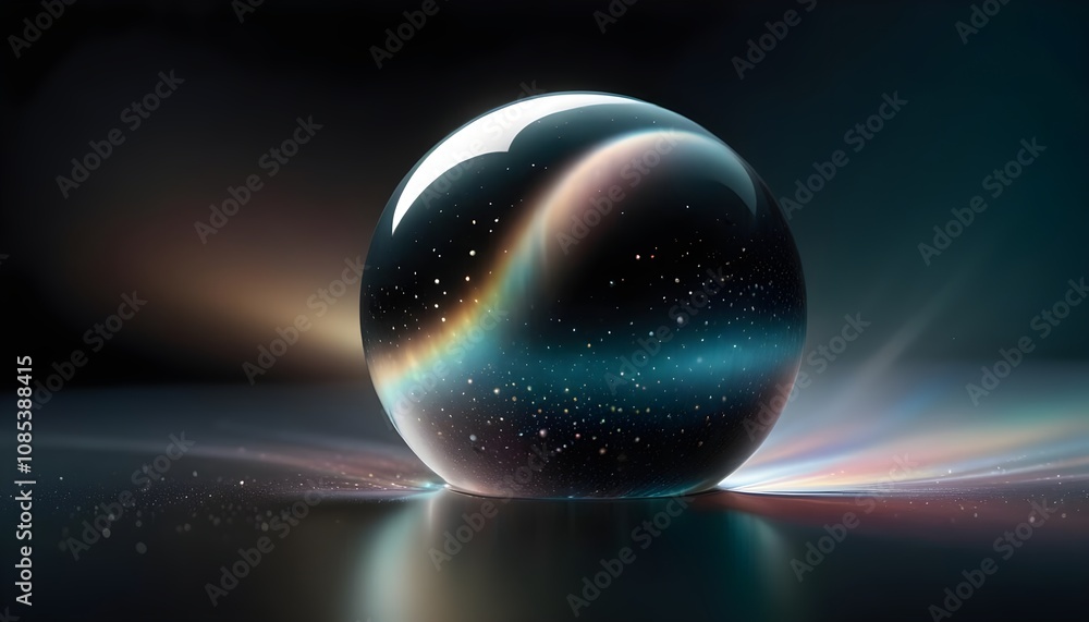 holographic ball in building on black background. 3D rendering of glossy white ball in holographic holographic ball in building on black background. 3D rendering of glossy white ball in holographic