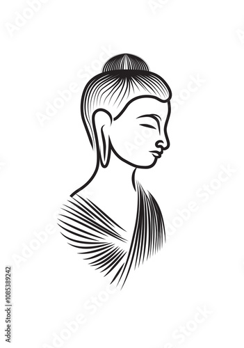 Buddha on white background in illustrator